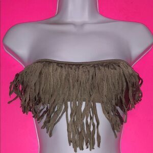Tori Praver Fringed Bandeau Bikini Top‎
